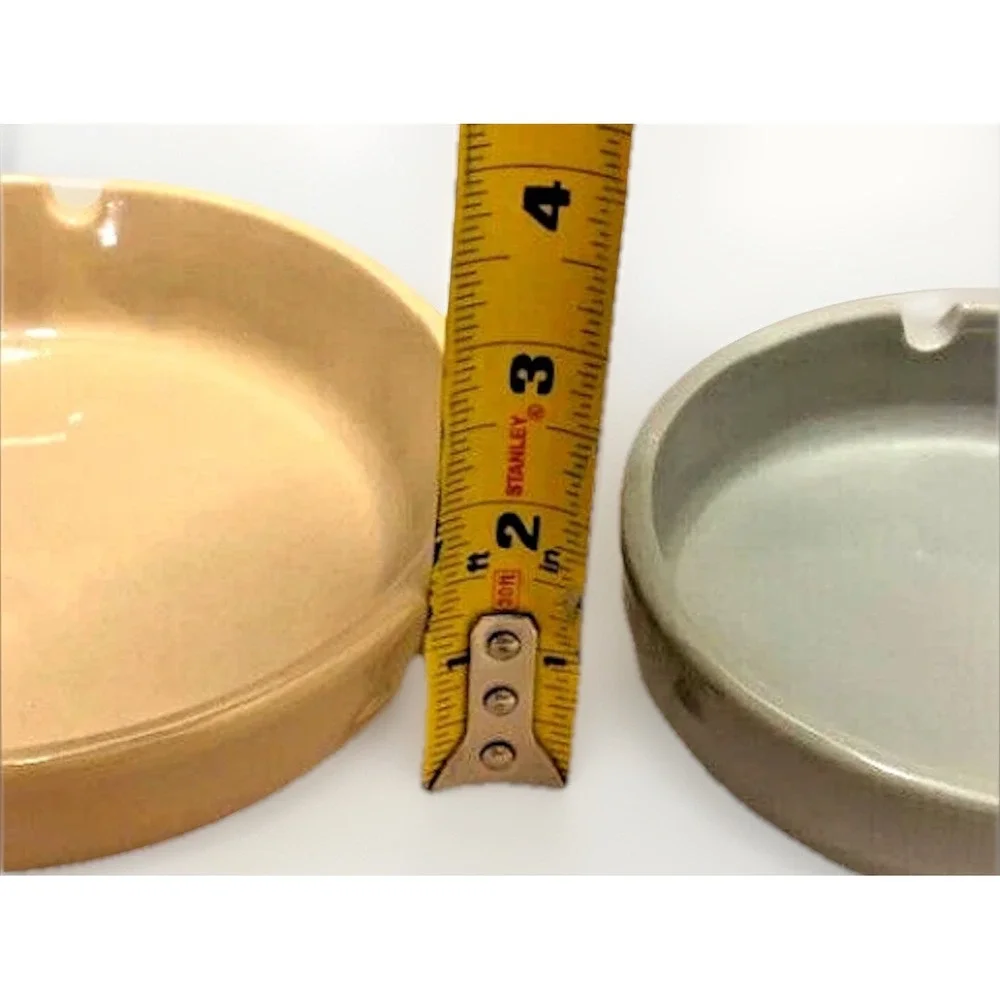 VTG Ceramic Catchall Ashtray MCM Minimalist Boho 2PC Retro Table Decor Staging